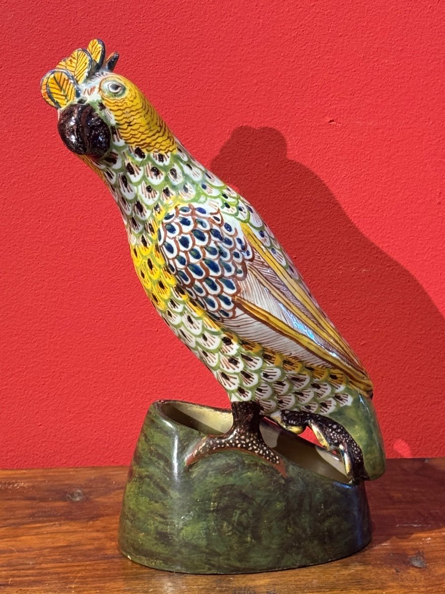 Polychrome Earthenware Parrot, Late 18th Century / Early 19th Century-photo-6