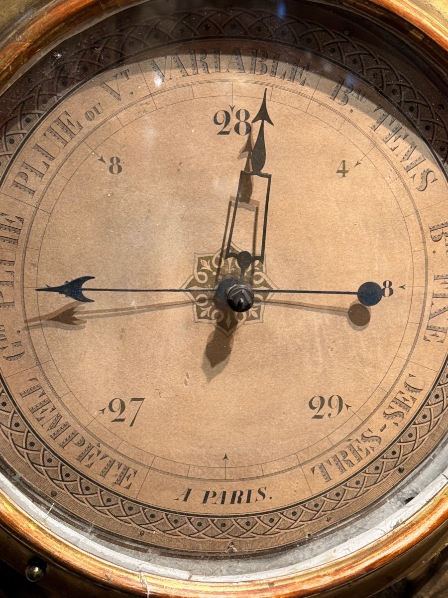 Barometer Thermometer In Gilded Wood – 18th Century-photo-3