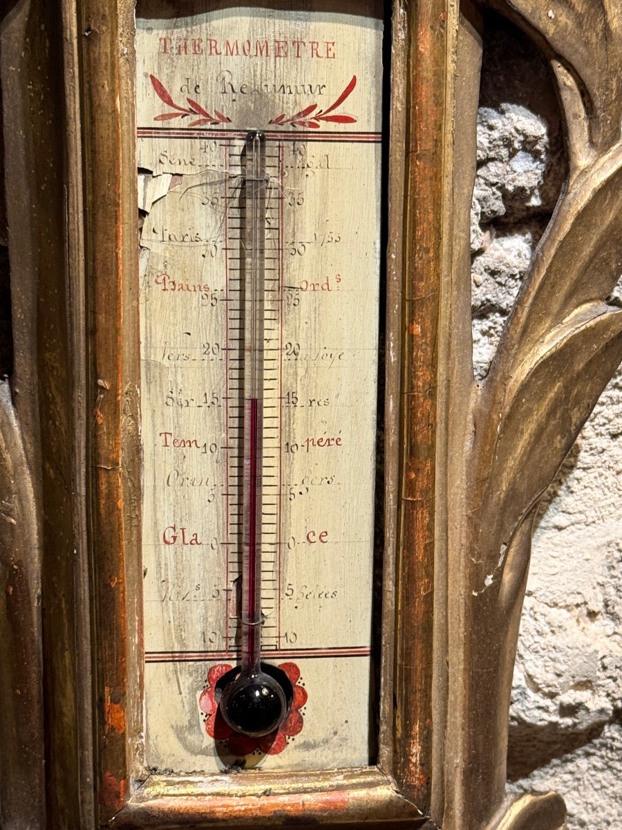 Barometer Thermometer In Gilded Wood – 18th Century-photo-1