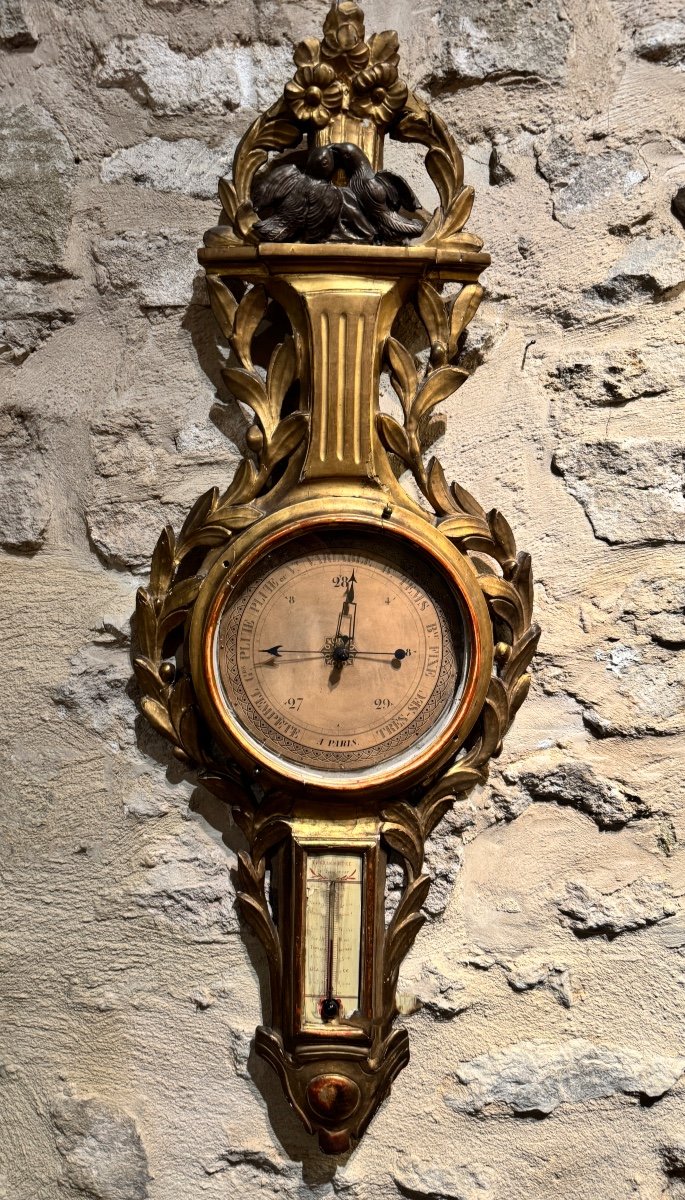 Barometer Thermometer In Gilded Wood – 18th Century