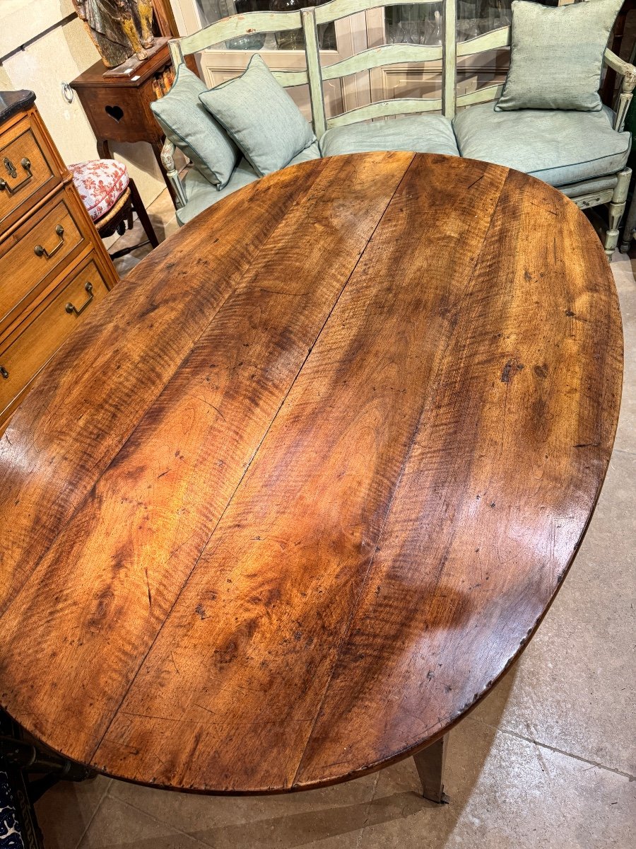 Large Oval Walnut Table - Early 19th Century-photo-2