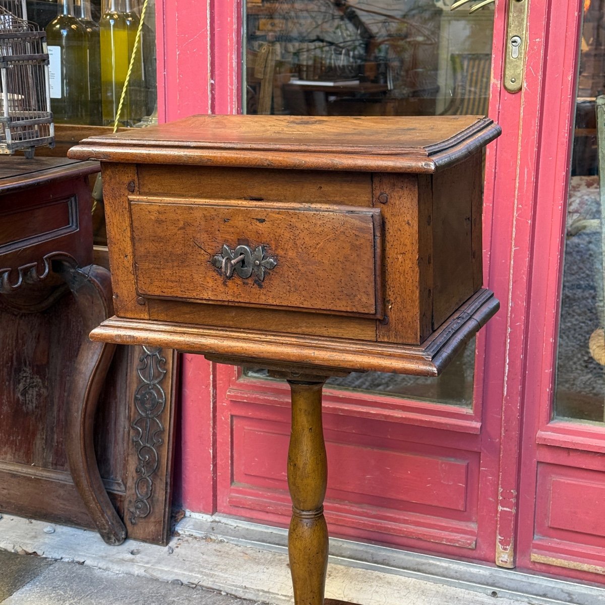 Walnut Church Trunk, Cross Base, 17th Century-photo-1