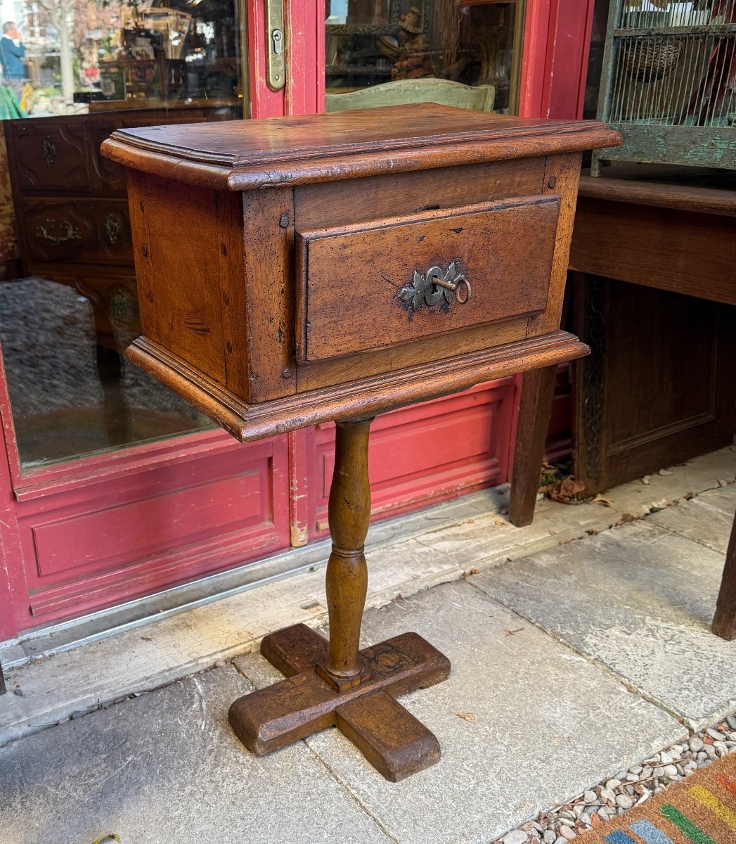 Walnut Church Trunk, Cross Base, 17th Century