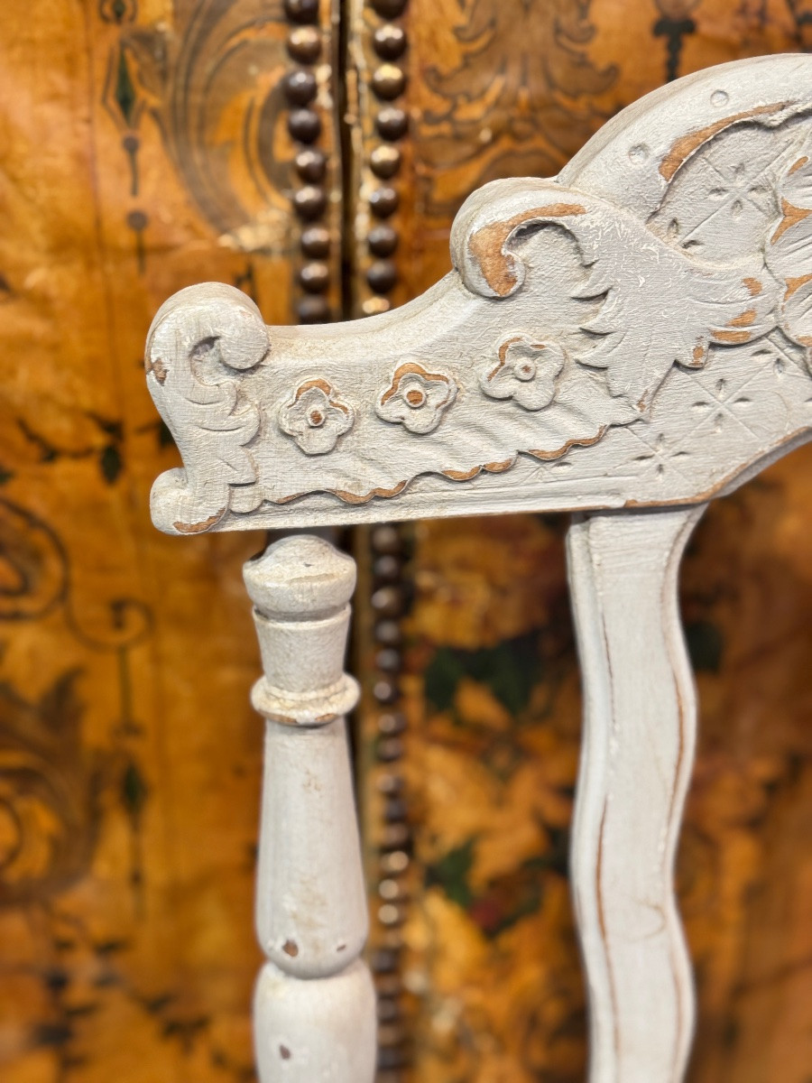 Ensemble De Six Chaises En Bois Sculpté, Assise En Paille De Blé – XIXe Siècle-photo-2