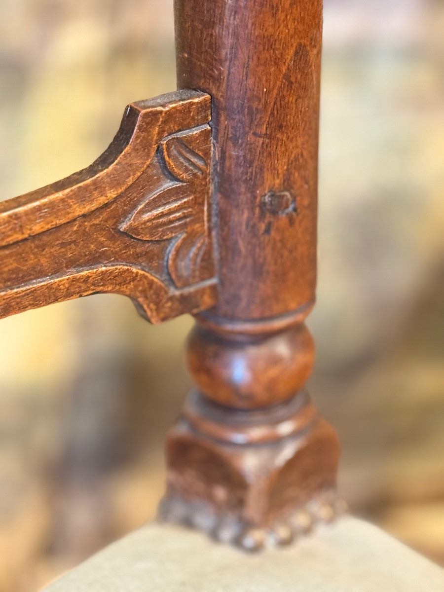 Pair Of Walnut Chairs – Louis XIII Style – 17th Century-photo-3