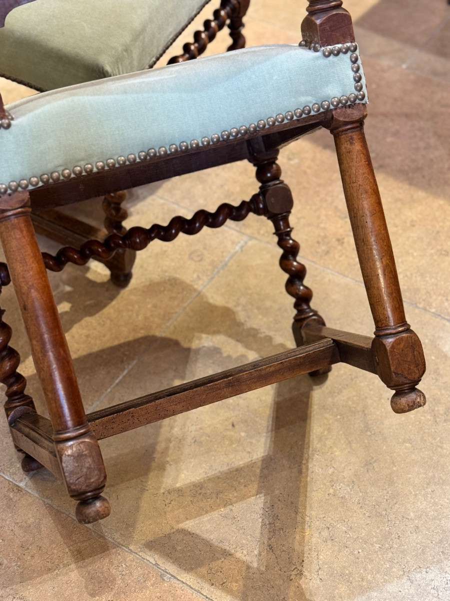 Pair Of Walnut Chairs – Louis XIII Style – 17th Century-photo-3