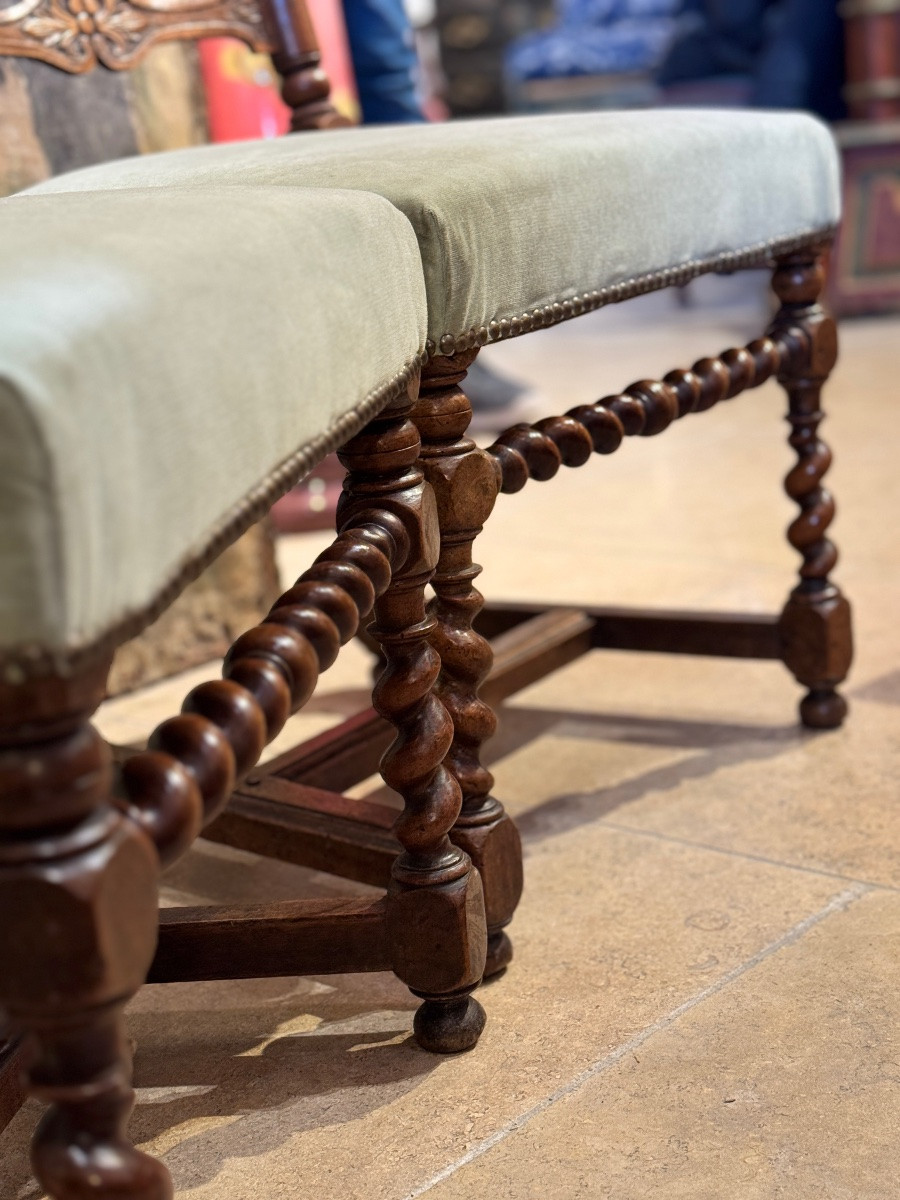 Pair Of Walnut Chairs – Louis XIII Style – 17th Century-photo-4