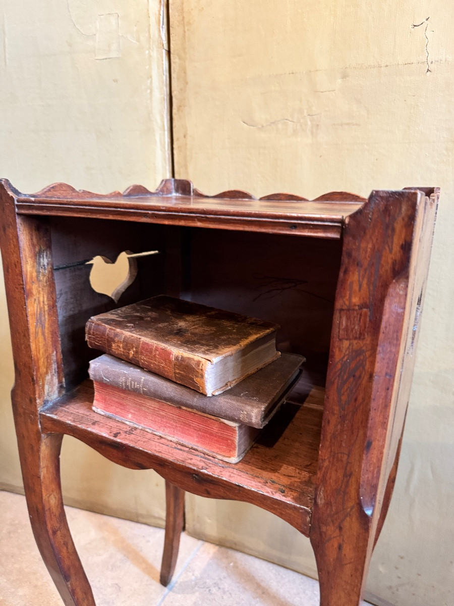 Small Louis XV Bedside Table With Openwork Hearts — 18th Century-photo-1