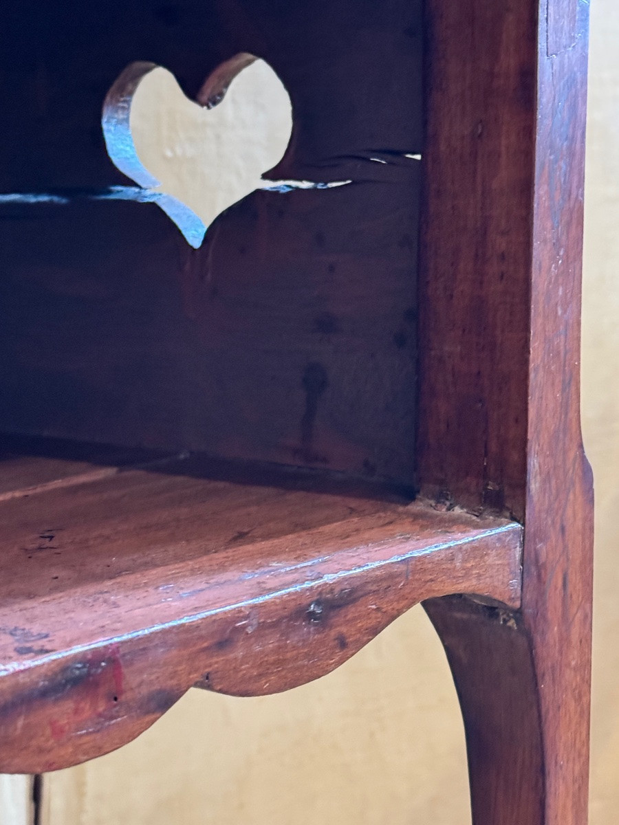 Small Louis XV Bedside Table With Openwork Hearts — 18th Century-photo-2