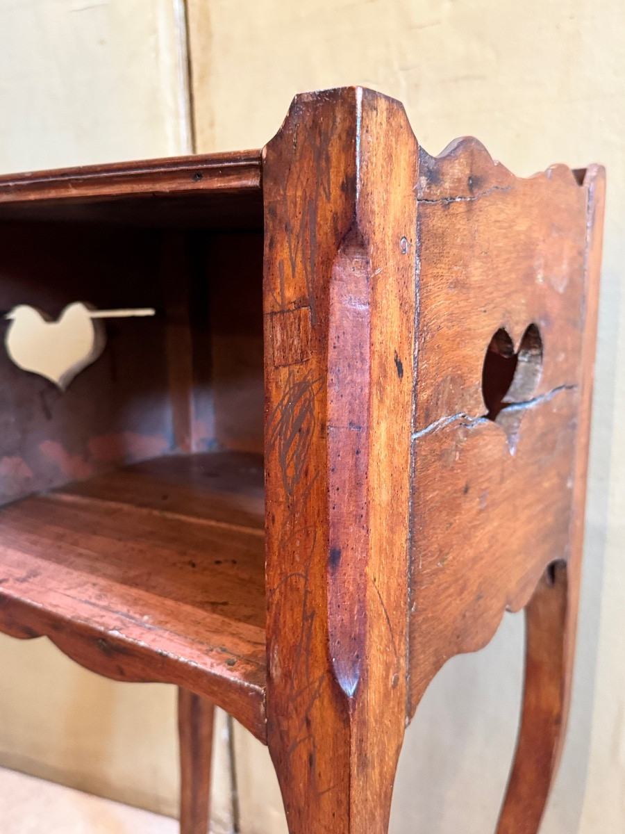 Small Louis XV Bedside Table With Openwork Hearts — 18th Century-photo-5