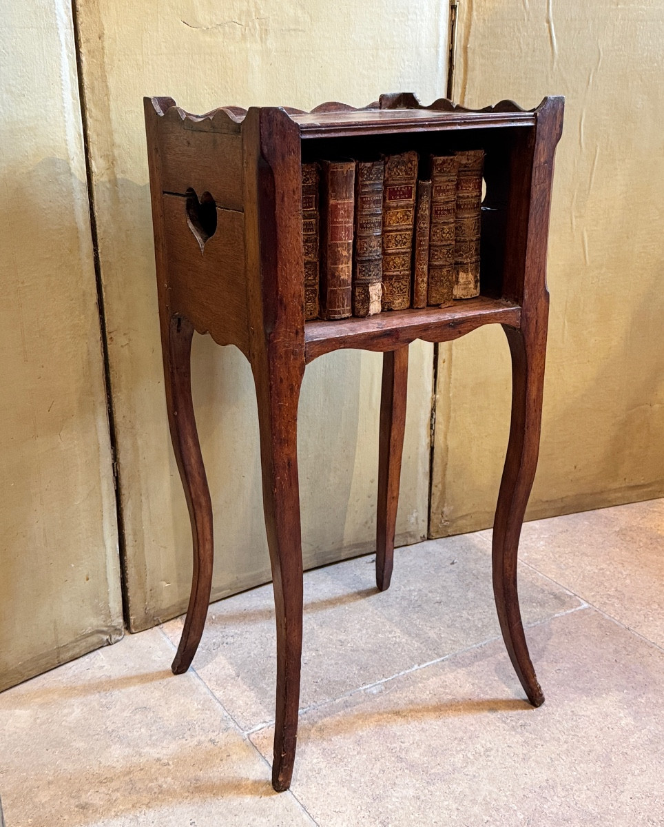 Small Louis XV Bedside Table With Openwork Hearts — 18th Century