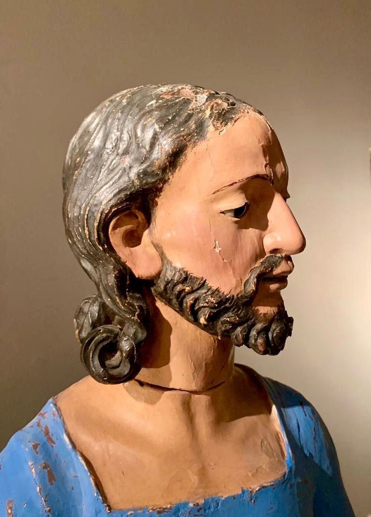 Grand Capipote, Saint Joseph, Spanish 18th Carved Wood-photo-3