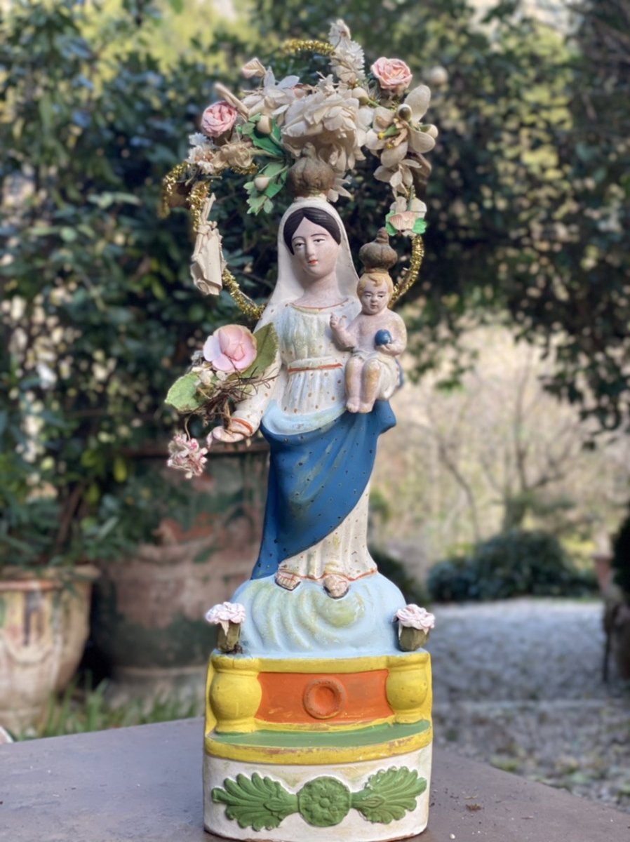 Santibelli polychrome Vierge De Marseille objets d'art religieux Provence 19ème 