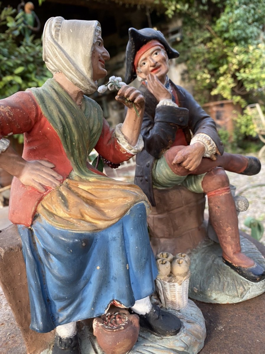 Polychrome Santibelli Couple, 19th Century Folk Art, Marseille-photo-5