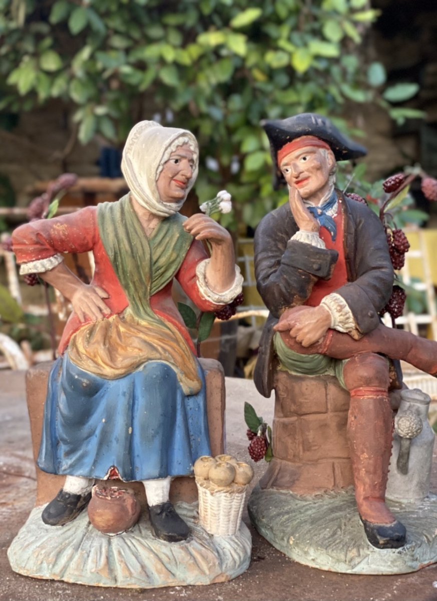 Polychrome Santibelli Couple, 19th Century Folk Art, Marseille-photo-8