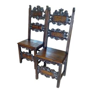 Pair Of Italian Chairs With High Backs