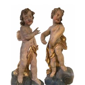 Pair Of Wooden Putti Late 17th
