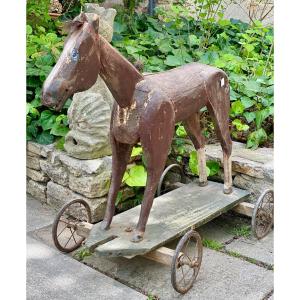 19th Century Handcrafted Wooden Horse.  