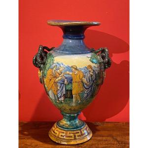 Vase In Italian Majolica 19th 