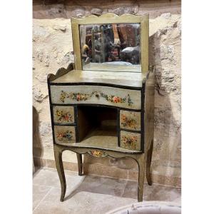 Table De Chevet décors floraux Peints à La Main – époque XIXe Siècle 