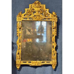 Grand Miroir à Parcloses En Bois Doré – époque XVIIIe, Style Louis XVI