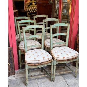 Set Of 6 Louis XVI Chairs, 18th Century – Original Painting