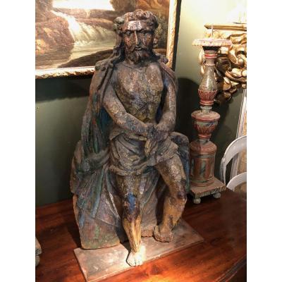 Christ With Links Carved Wood Monoxyle 17th