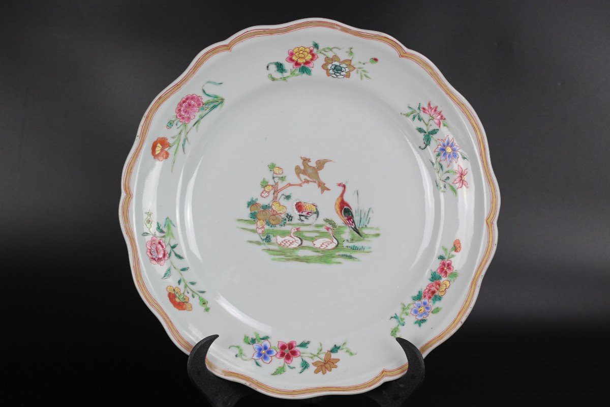 Chinese Porcelain Two Dishes Qianlong Fencai Famille Rose 18th Century Compagnie Des Indes-photo-2