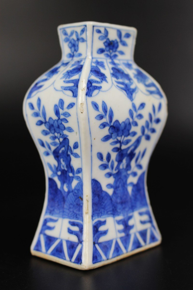 Rare Vase Kangxi style Bleu Et Blanc Dynastie Qing Porcelaine De Chine 19e Siècle-photo-1