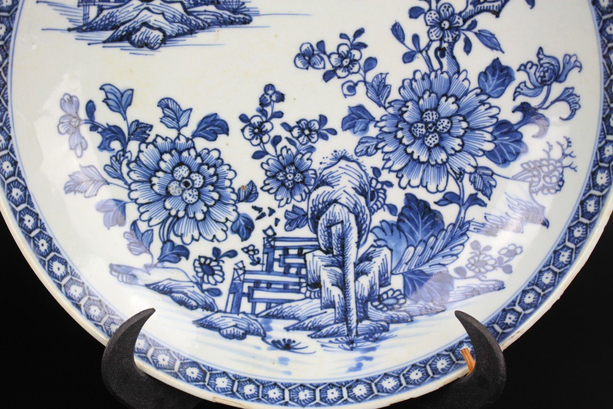 Antique Chinese Qianlong / Yongzheng Blue And White Porcelain Dish 18th Century Qing Dynasty-photo-3