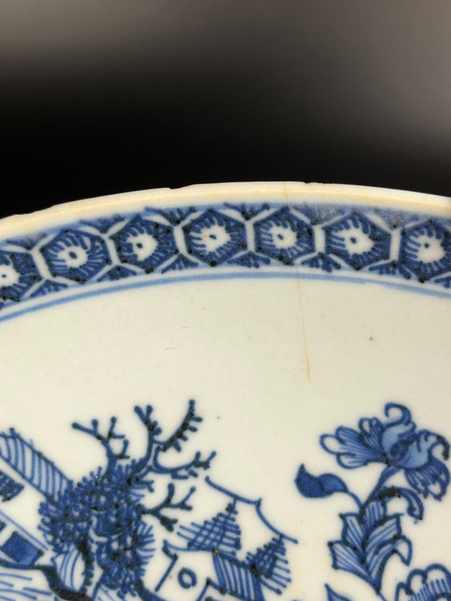 Antique Chinese Qianlong / Yongzheng Blue And White Porcelain Dish 18th Century Qing Dynasty-photo-1