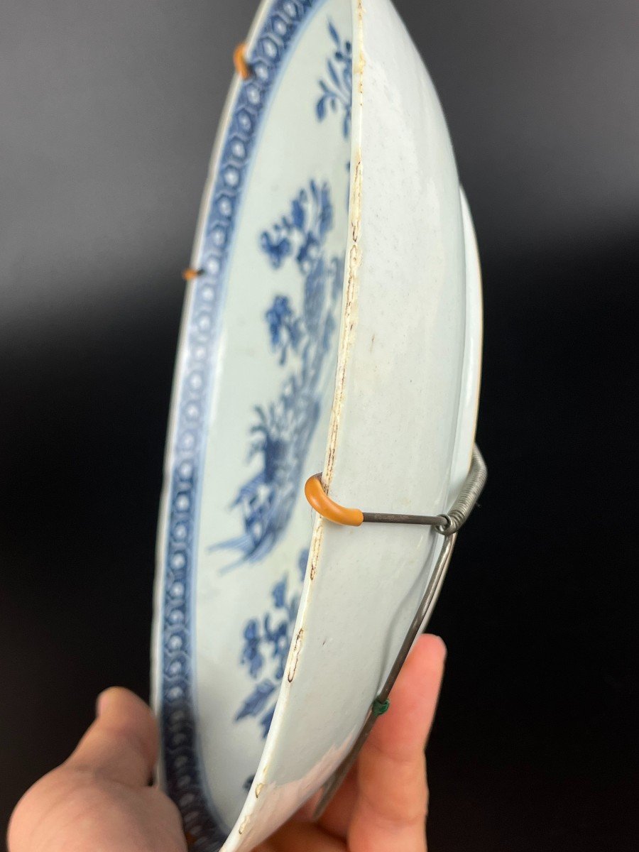 Antique Chinese Qianlong / Yongzheng Blue And White Porcelain Dish 18th Century Qing Dynasty-photo-2