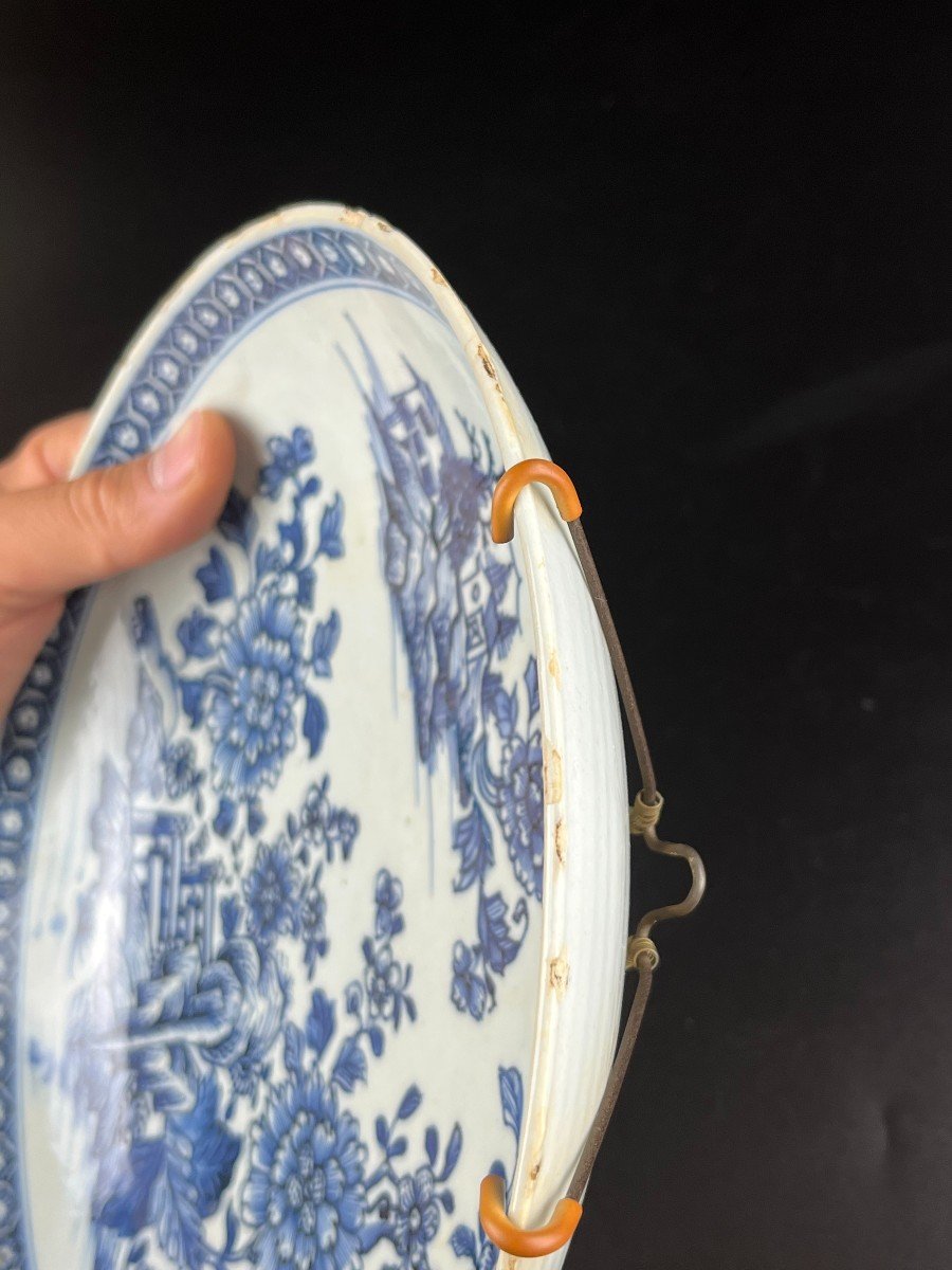 Antique Chinese Qianlong / Yongzheng Blue And White Porcelain Dish 18th Century Qing Dynasty-photo-4