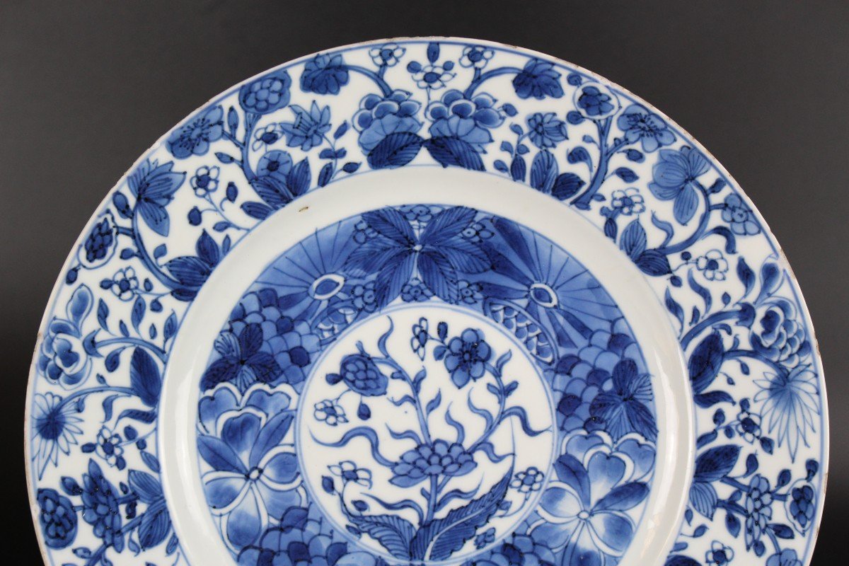 Chinese Porcelain Sish Kangxi / Yongzheng 18th Century Blue And White Plate-photo-3