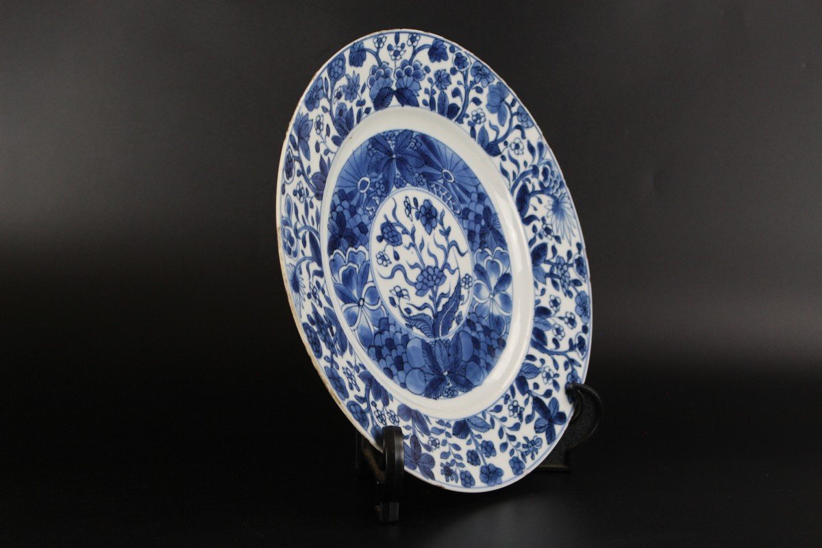 Chinese Porcelain Sish Kangxi / Yongzheng 18th Century Blue And White Plate-photo-1