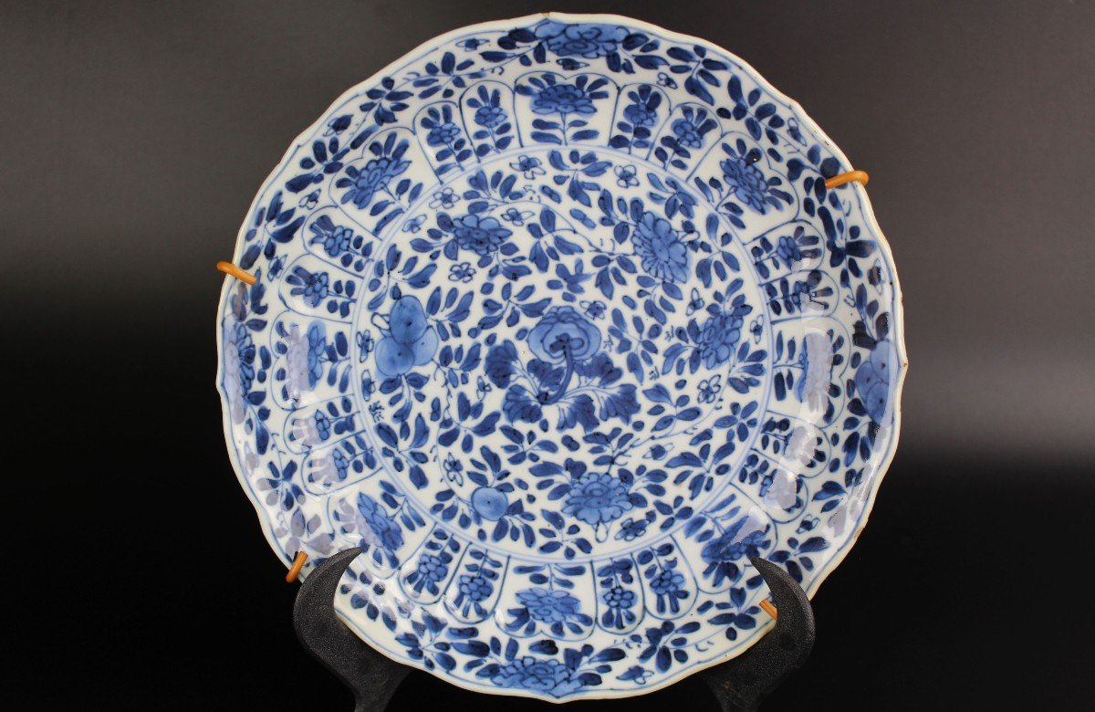 Kangxi Dishes Two Chinese Blue And White Porcelain Lingzhi Mark 18th Century Qing Dynasty Plate-photo-2