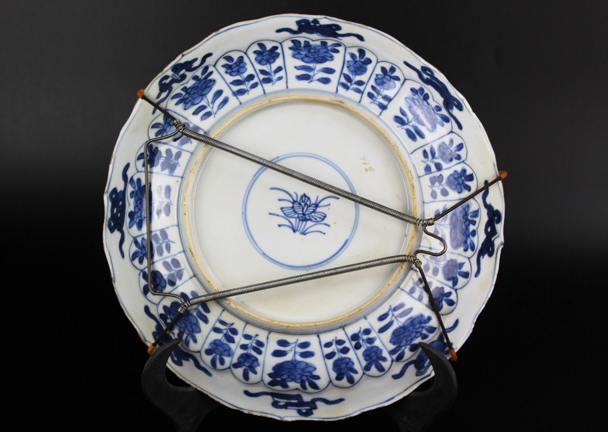 Kangxi Dishes Two Chinese Blue And White Porcelain Lingzhi Mark 18th Century Qing Dynasty Plate-photo-1