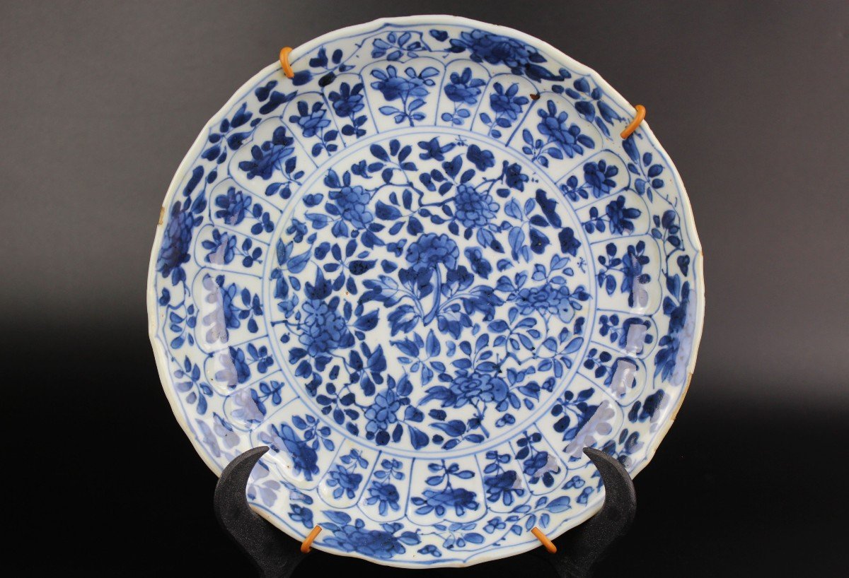 Kangxi Dishes Two Chinese Blue And White Porcelain Lingzhi Mark 18th Century Qing Dynasty Plate-photo-2