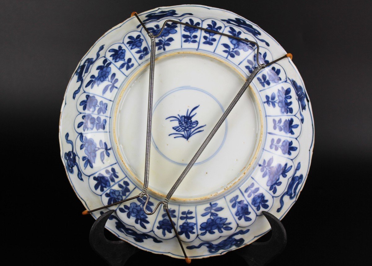 Kangxi Dishes Two Chinese Blue And White Porcelain Lingzhi Mark 18th Century Qing Dynasty Plate-photo-5