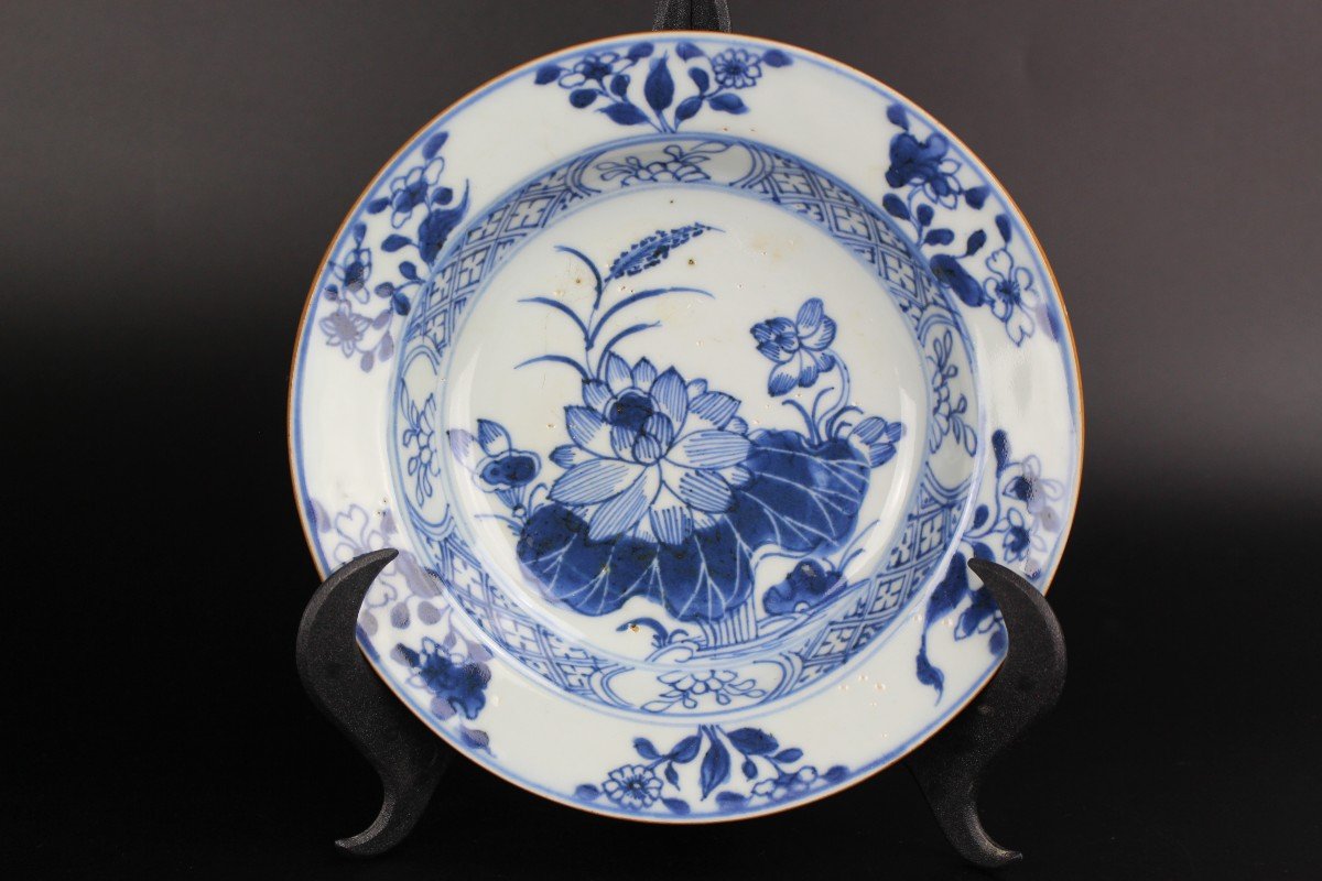 Chinese Porcelain Yongzheng Qianlong Plates 4x Blue And White Qing Dynasty Antique 18th Century-photo-2