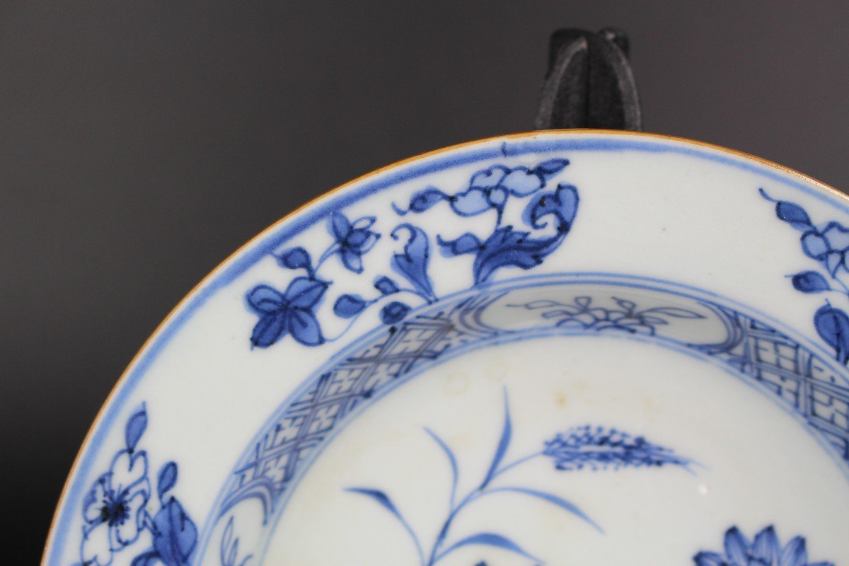 Chinese Porcelain Yongzheng Qianlong Plates 4x Blue And White Qing Dynasty Antique 18th Century-photo-3