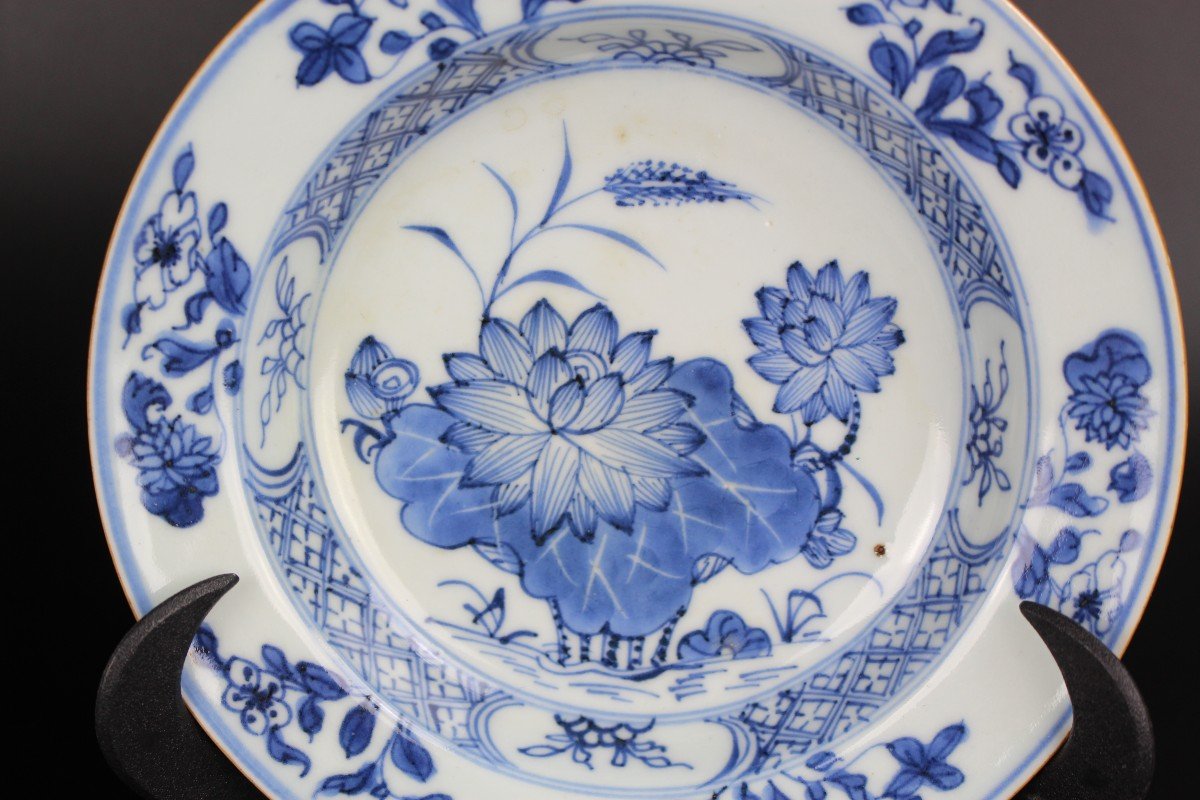 Chinese Porcelain Yongzheng Qianlong Plates 4x Blue And White Qing Dynasty Antique 18th Century-photo-4