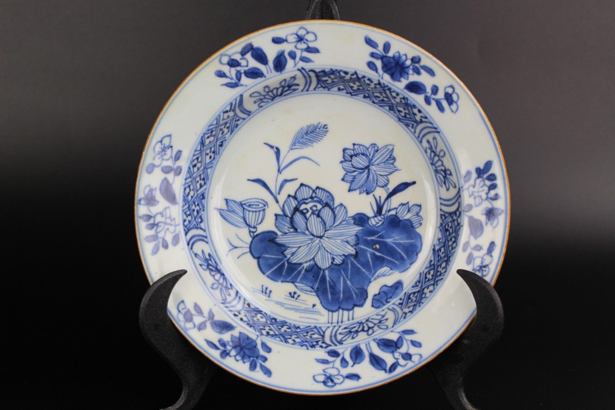 Chinese Porcelain Yongzheng Qianlong Plates 4x Blue And White Qing Dynasty Antique 18th Century-photo-5