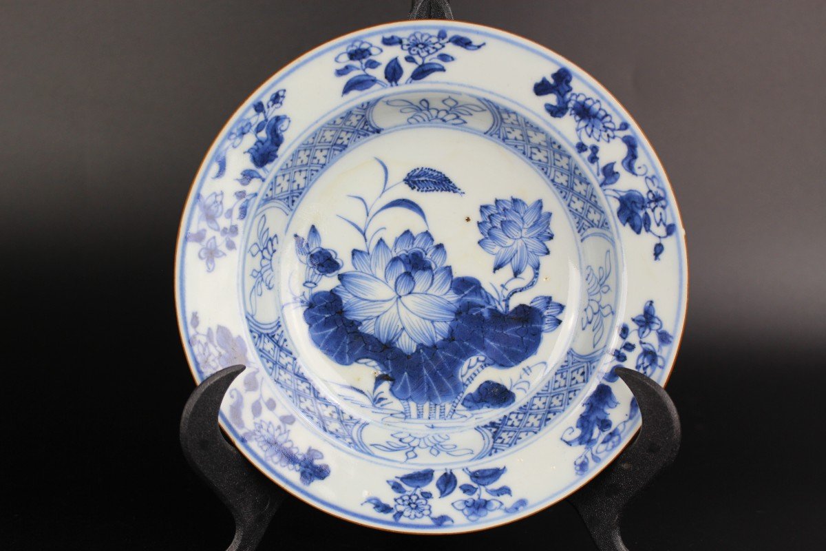 Chinese Porcelain Yongzheng Qianlong Plates 4x Blue And White Qing Dynasty Antique 18th Century-photo-6