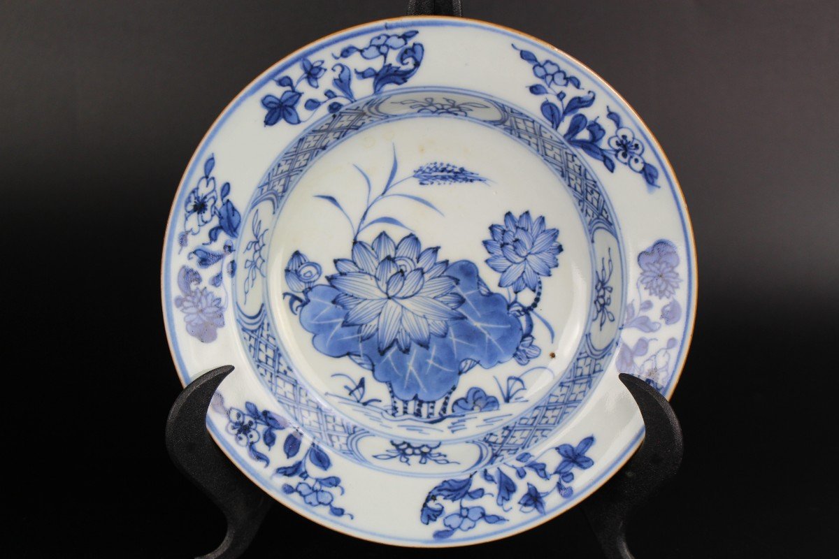 Chinese Porcelain Yongzheng Qianlong Plates 4x Blue And White Qing Dynasty Antique 18th Century-photo-8