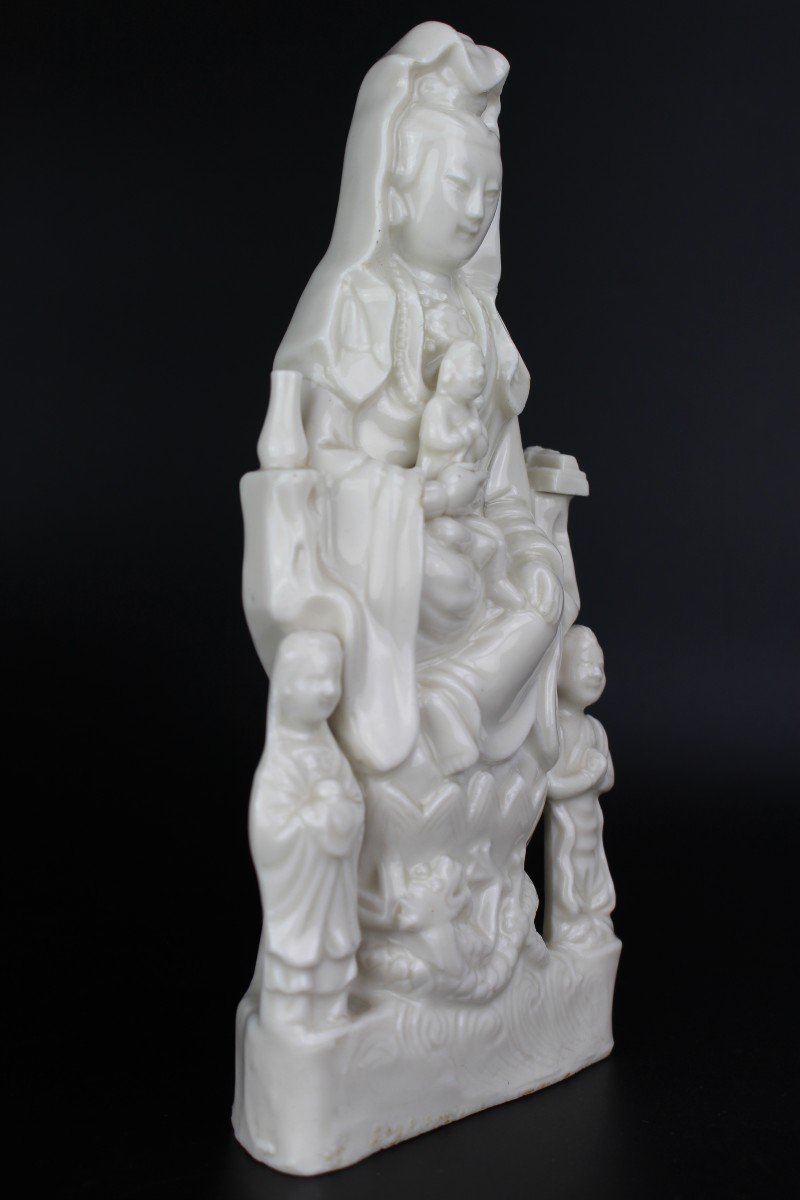 Porcelaine Chinoise Kangxi Blanc De Chine Guanyin Sculpture Dehua Figurine De La Dynastie Qing-photo-2