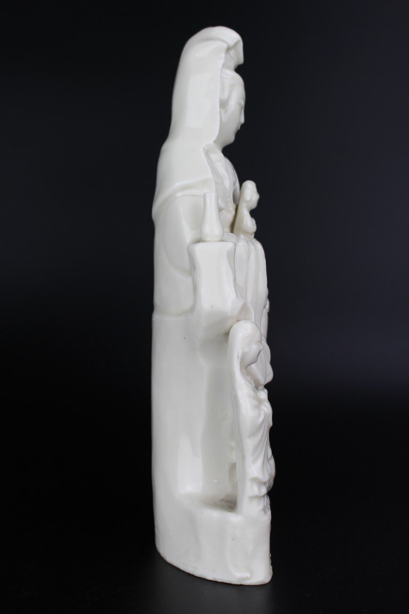 Porcelaine Chinoise Kangxi Blanc De Chine Guanyin Sculpture Dehua Figurine De La Dynastie Qing-photo-3