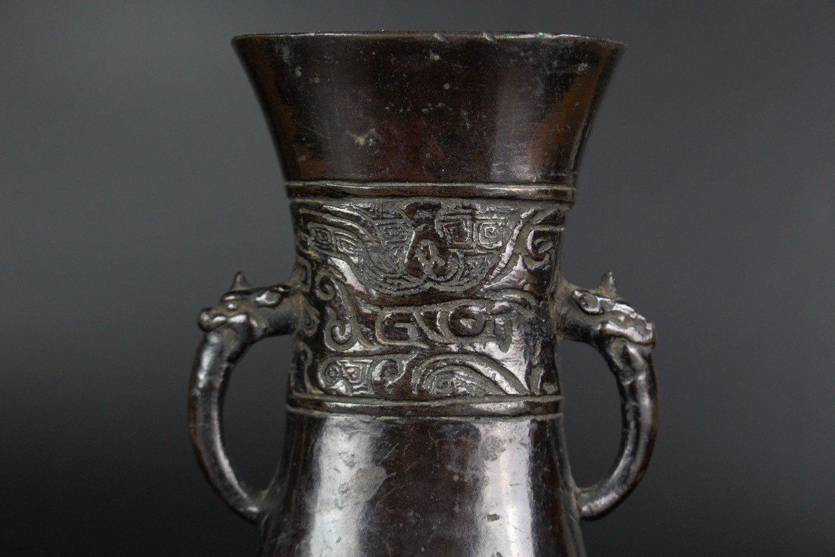 Chinese Archaistic Bronze Hu Vase Ming Dynasty (1368-1644) Archaic Bronze Antique-photo-2