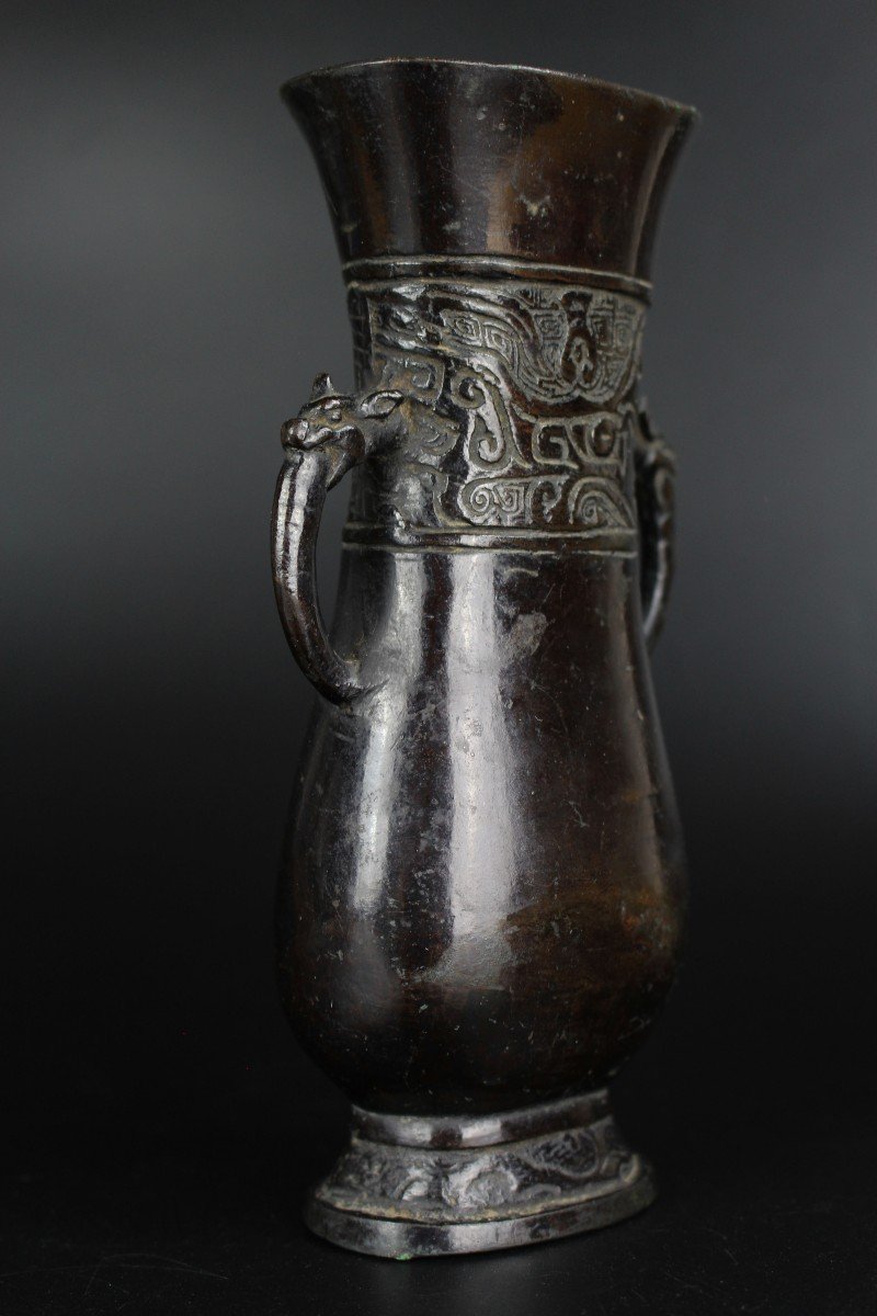 Chinese Archaistic Bronze Hu Vase Ming Dynasty (1368-1644) Archaic Bronze Antique-photo-4