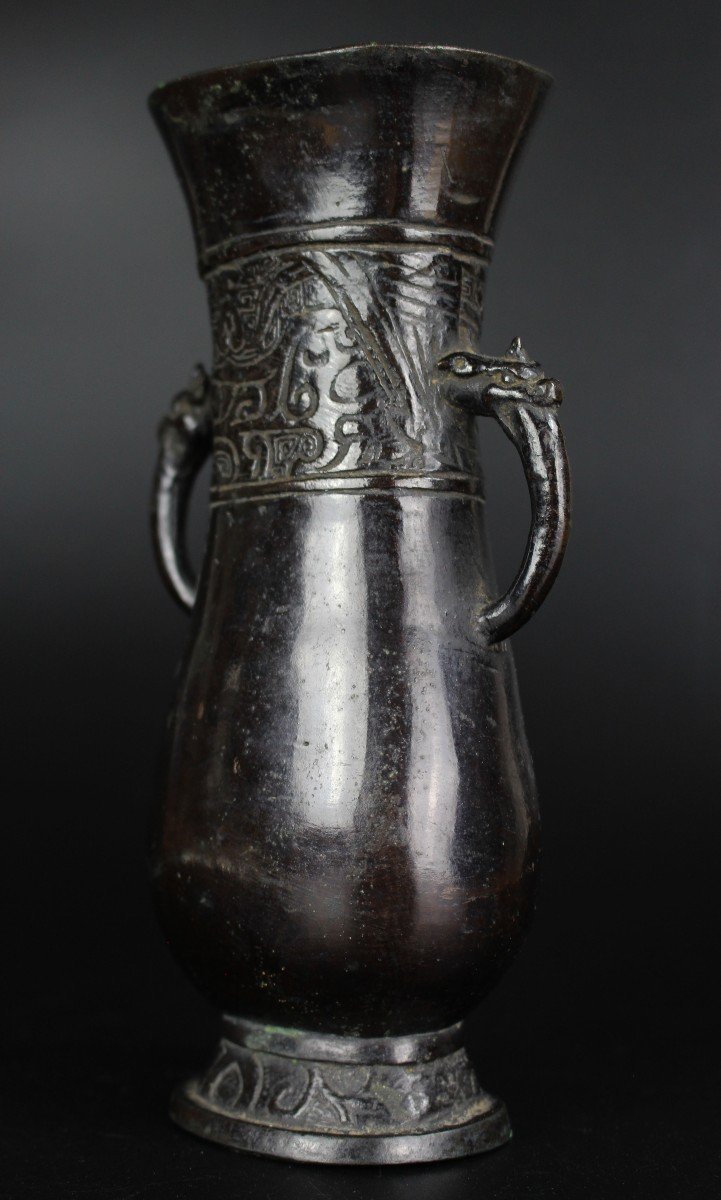 Chinese Archaistic Bronze Hu Vase Ming Dynasty (1368-1644) Archaic Bronze Antique-photo-2